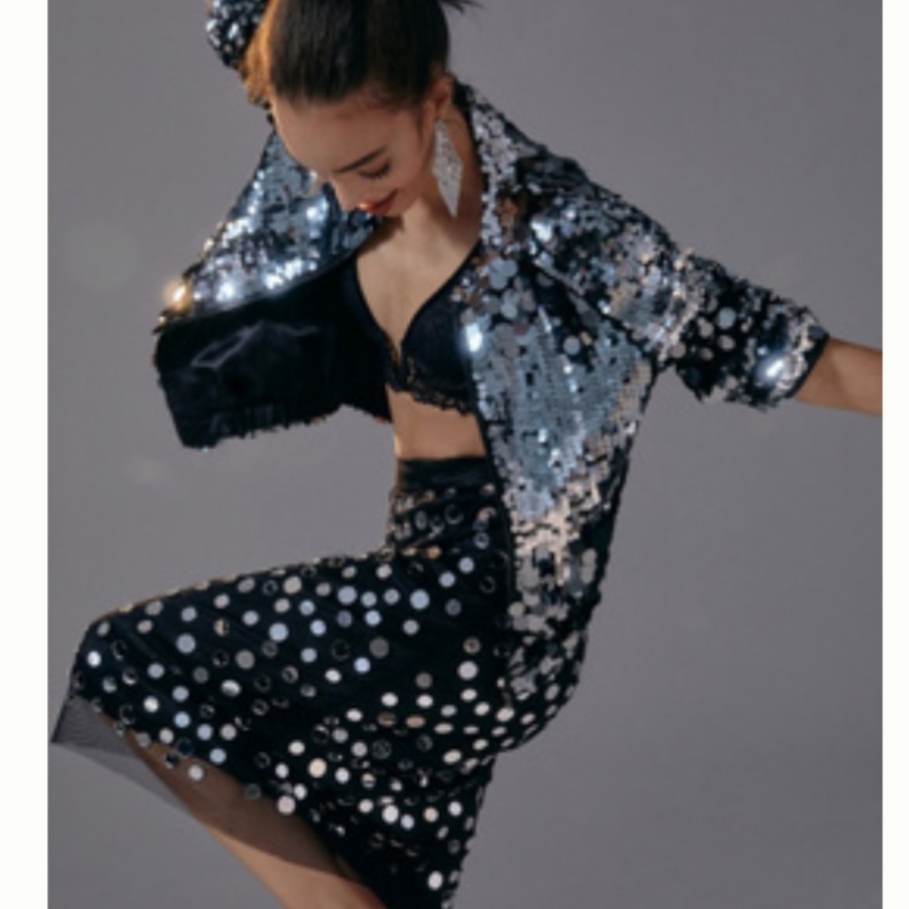 Anthropologie Sequin Bomber Jacket